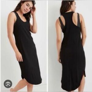 Aerie Scoop Neck Ribbed Bodycon Racerback Midi Dress